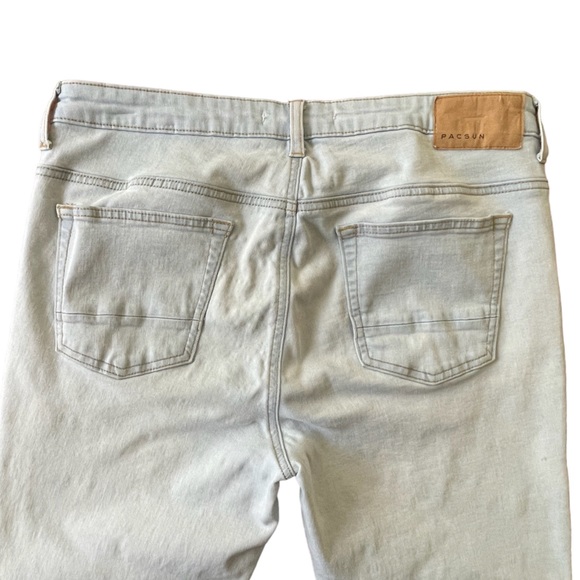 Men’s PacSun Stacked Skinny Jeans, Light Indigo Wash, Distressed, 33 x 32 - Picture 6 of 9